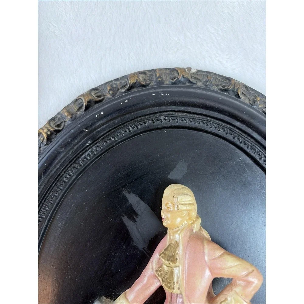 Vintage Chalkware 3D Wall Plaques Pair Mid Century Victorian Courting Couple GVC